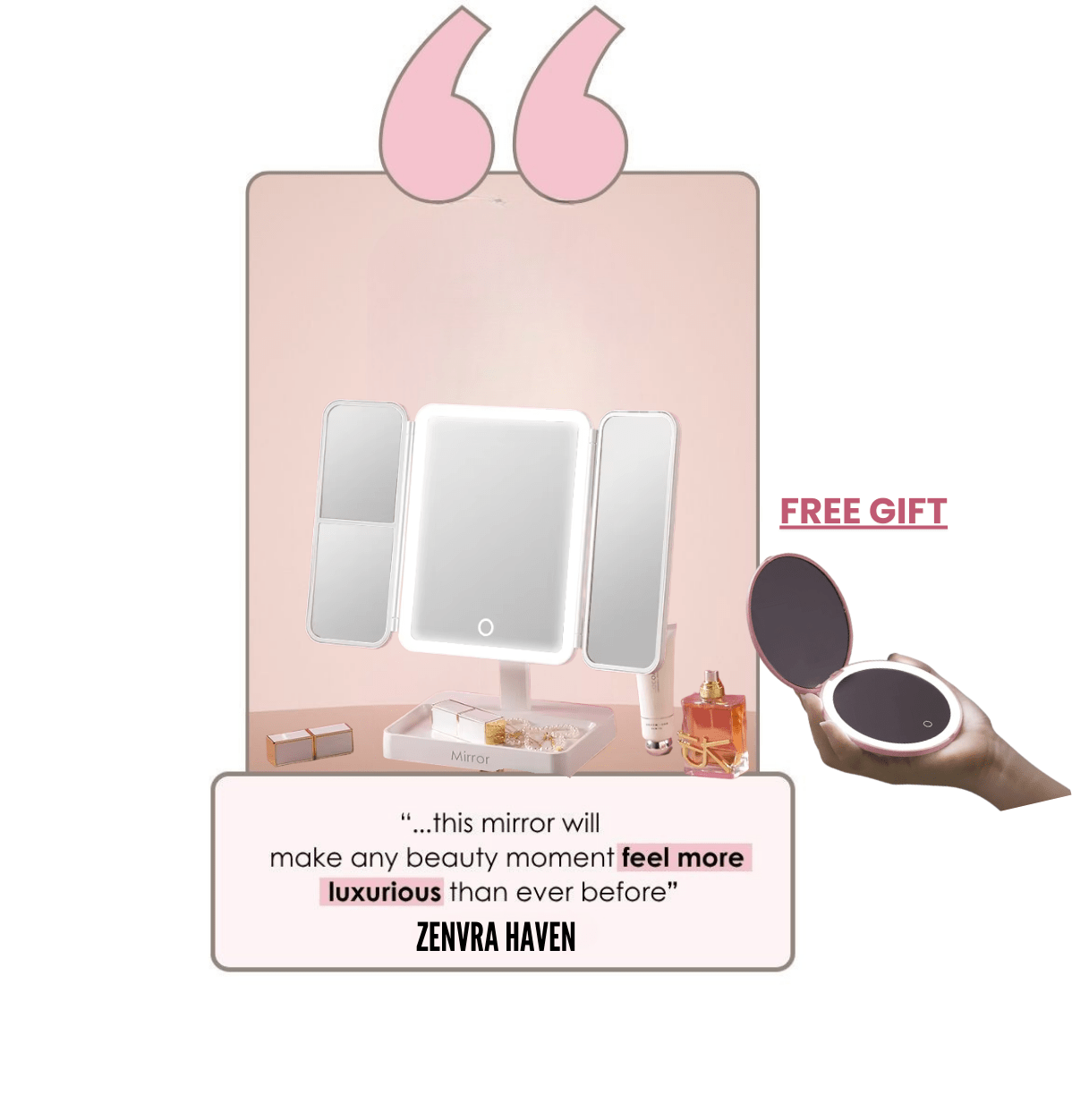 Vanity Trifold Makeup Mirror - Zenvra Haven