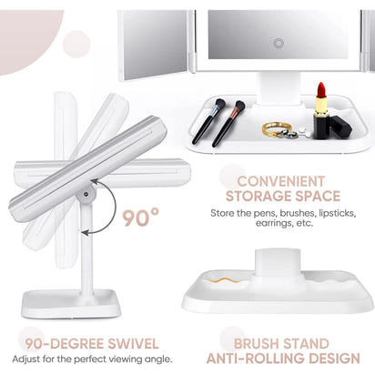 Vanity Trifold Makeup Mirror - Zenvra Haven