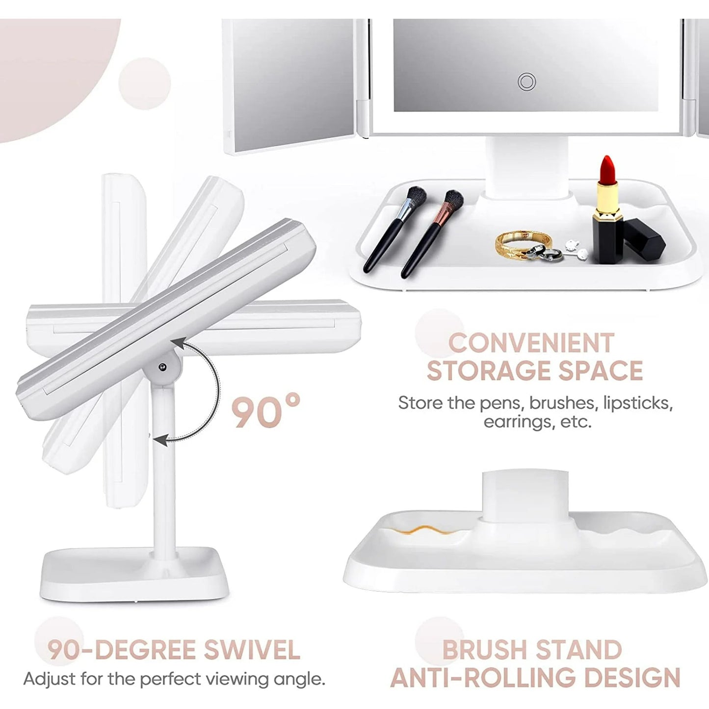 Vanity Trifold Makeup Mirror - Zenvra Haven